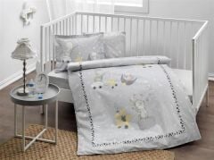 Taç Rabbit World V1 Gri Bebek Nevresim Takımı