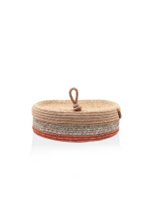 The Mia SPT0024 Jutte Kapaklı Oval Sepet Bambu Kiremit 35x24x12 CM