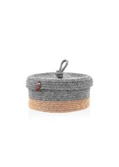 The Mia SPT0025 Jutte Kapaklı Yuvarlak Sepet Bambu Gri 25x15 CM