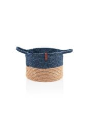 The Mia SPT0038 Jutte Kulplu Yuvarlak Sepet Bambu Lacivert 25x20 CM