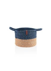 The Mia SPT0038 Jutte Kulplu Yuvarlak Sepet Bambu Lacivert 25x20 CM