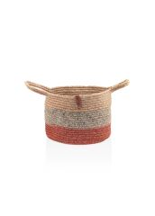 The Mia SPT0039 Jutte Kulplu Yuvarlak Sepet Bambu Kiremit 25x20 CM
