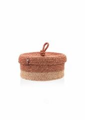 The Mia SPT0027 Jutte Kapaklı Yuvarlak Sepet Bambu Kiremit 25x15 CM