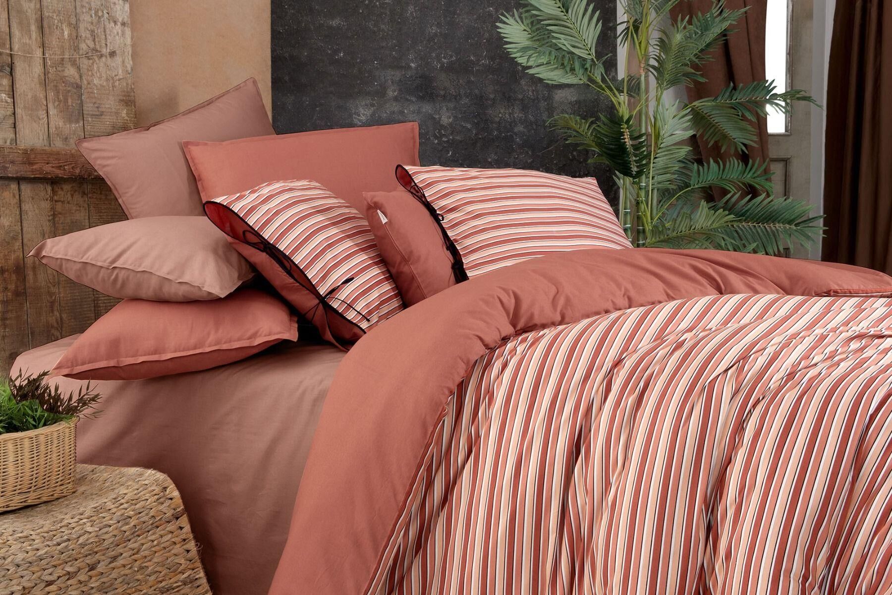 Sarev Merida V1 Taba Fancy Poplin Nevresim Takımı Tek Kişilik