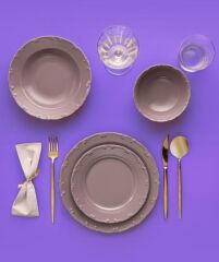 Acar 5527 Java Sade 24 Prç Yemek Takımı Lila