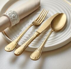 The Mia CKB0127 Mensa Çatal Kaşık Bıçak Seti 42 Parça Antik Gold