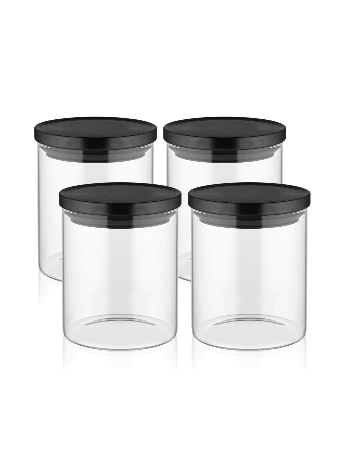 The Mia CAM0163 Borosilikat Cam Kavanoz 4 Lü Set 680 Cc Siyah