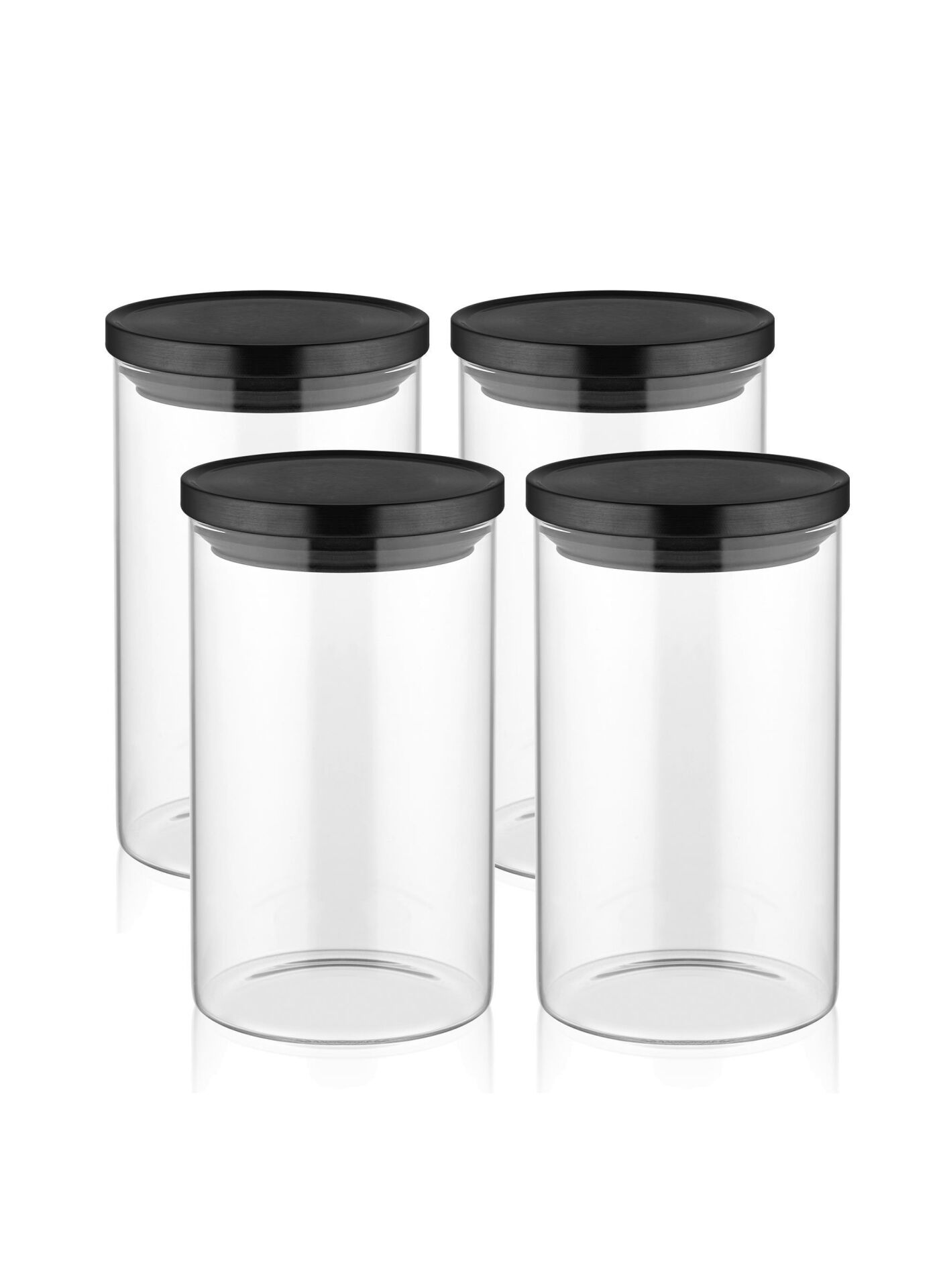 The Mia CAM0162 Borosilikat Cam Kavanoz 4 Lü Set 1000 Cc Siyah