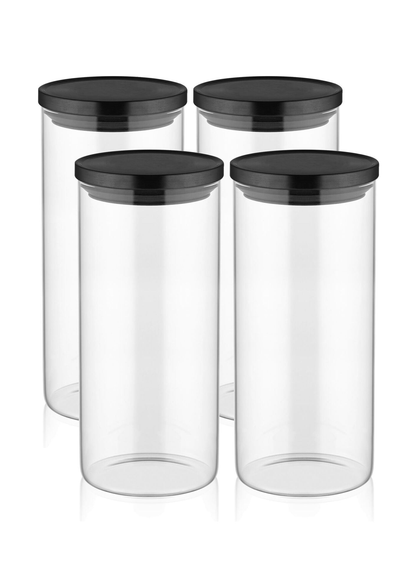 The Mia CAM0161 Borosilikat Cam Kavanoz 4 Lü Set 1400 Cc Siyah