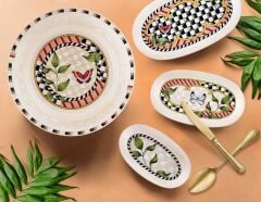 The Mia JRD023 Jardin Oval Servis Krem 4 Lü Set - 17 Cm