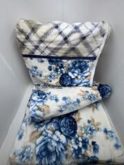 Pololife Zara Çiçekli Battaniye Mavi Tek Kişilik 160x220