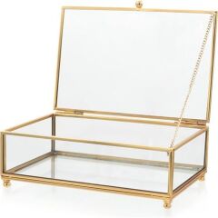 The Mia BRS0161 Brass Kapaklı Kutu 20x13x5 Cm