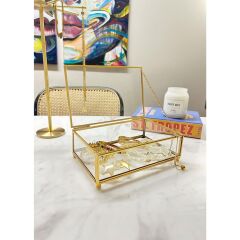 The Mia BRS0161 Brass Kapaklı Kutu 20x13x5 Cm