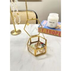 The Mia BRS0162 Brass Altıgen Kutu 9x9x5 Cm