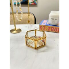 The Mia BRS0162 Brass Altıgen Kutu 9x9x5 Cm