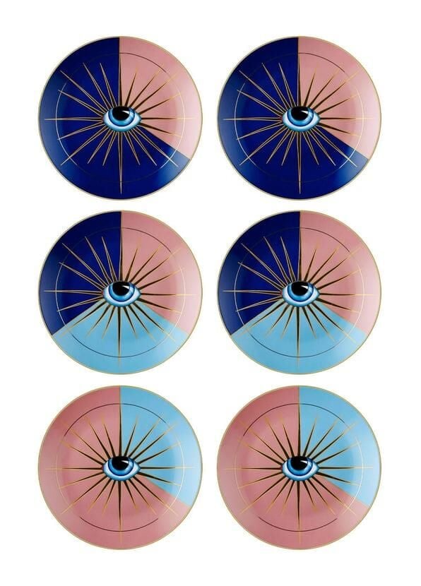 The Mia DNR0081 Eye Pasta Tabağı 6 Lı Set - 21 cm