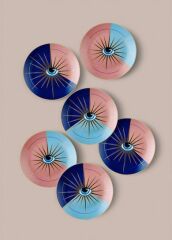 The Mia DNR0081 Eye Pasta Tabağı 6 Lı Set - 21 cm