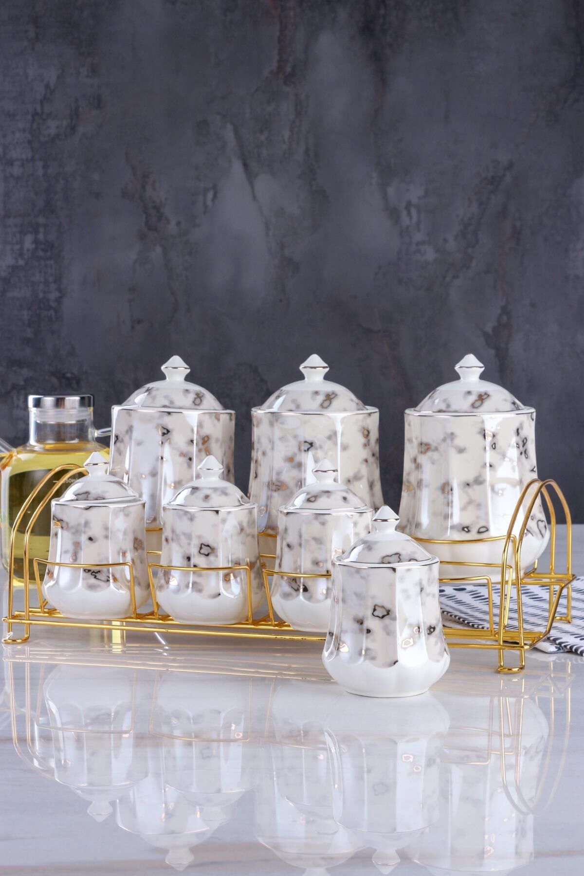 Acar 11668 Master Magic Porselen 7 Li Standlı Baharat Takımı