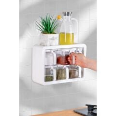 Kosova 438-B Nirvana 6 Lı Standlı Baharatlık Seti - Beyaz - Beyaz