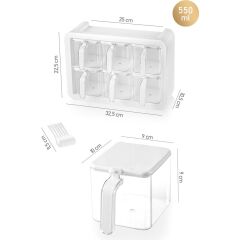 Kosova 438-B Nirvana 6 Lı Standlı Baharatlık Seti - Beyaz - Beyaz