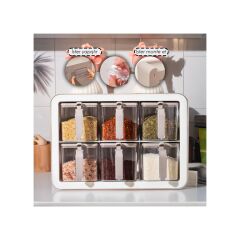 Kosova 438-C Nirvana 6 Lı Standlı Baharatlık Seti - Cappuccino - Beyaz