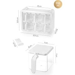 Kosova 438-C Nirvana 6 Lı Standlı Baharatlık Seti - Cappuccino - Beyaz