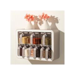 Kosova 439-C Nirvana 9 Lu Standlı Baharatlık Seti - Cappuccino - Beyaz