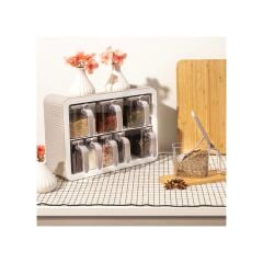 Kosova 439-C Nirvana 9 Lu Standlı Baharatlık Seti - Cappuccino - Beyaz