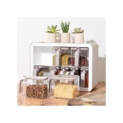 Kosova 439-C Nirvana 9 Lu Standlı Baharatlık Seti - Cappuccino - Beyaz