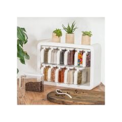 Kosova 440-B Nirvana 12 Li Standlı Baharatlık Seti - Beyaz - Beyaz