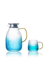 Acar 91 Mavi Cam Sürahi Seti 1800 ML + 4 Adet Bardak 350 ML