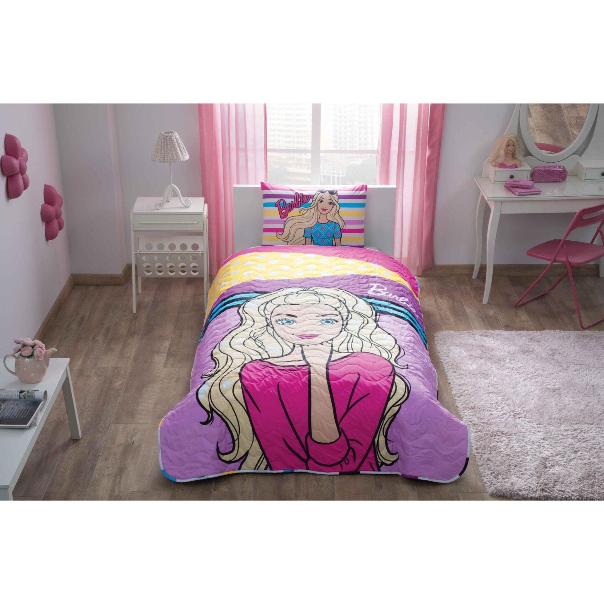 Taç Lisanslı Barbie Dream Yatak Örtüsü Tek Kişilik