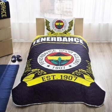 Taç Lisanslı Fenerbahçe Logo Yatak Örtüsü Tek Kişilik