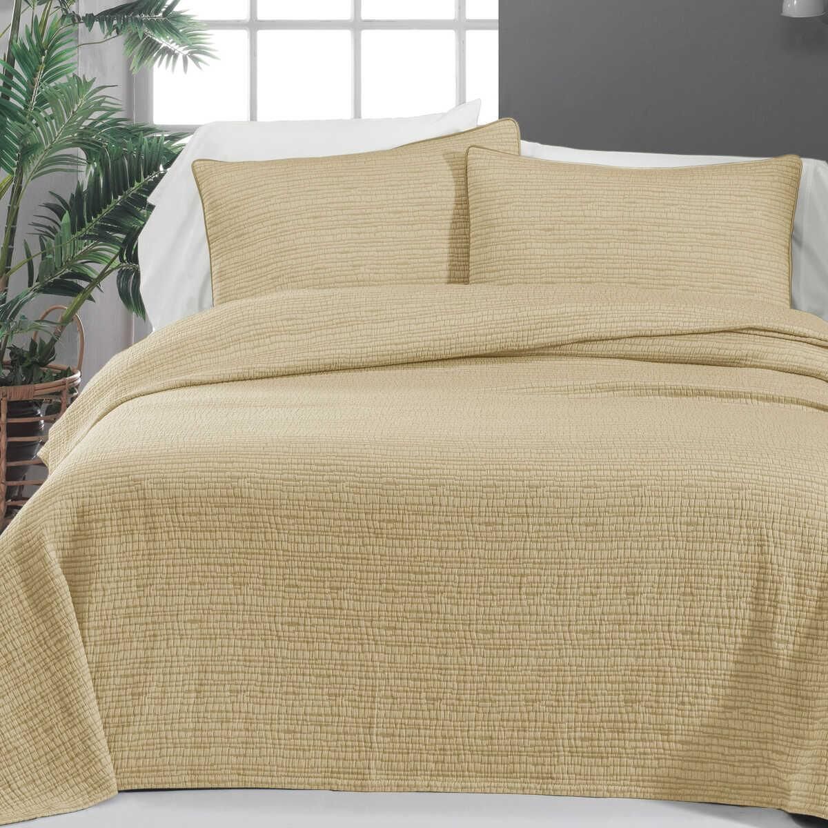 Sarev Echo V13 Sarı Yatak Örtüsü Tek Kişilik