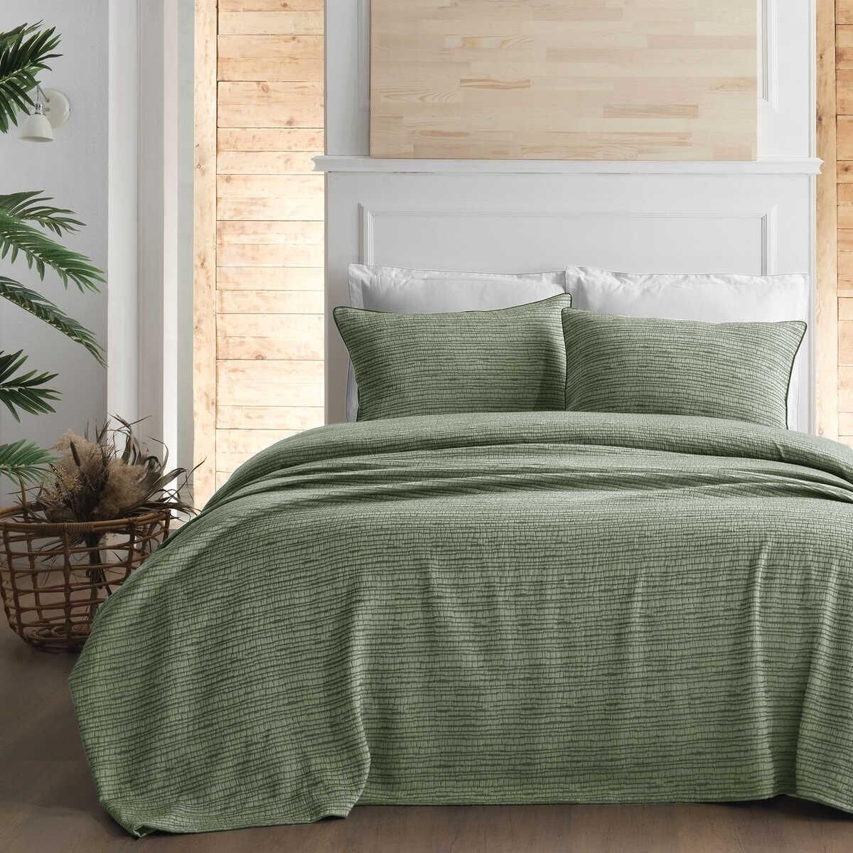 Sarev Echo V12 Yeşil Yatak Örtüsü Tek Kişilik