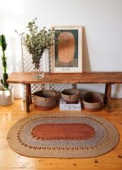 The Mia SPT0051 Jutte Oval Halı Bambu Kiremit 80x120 Cm