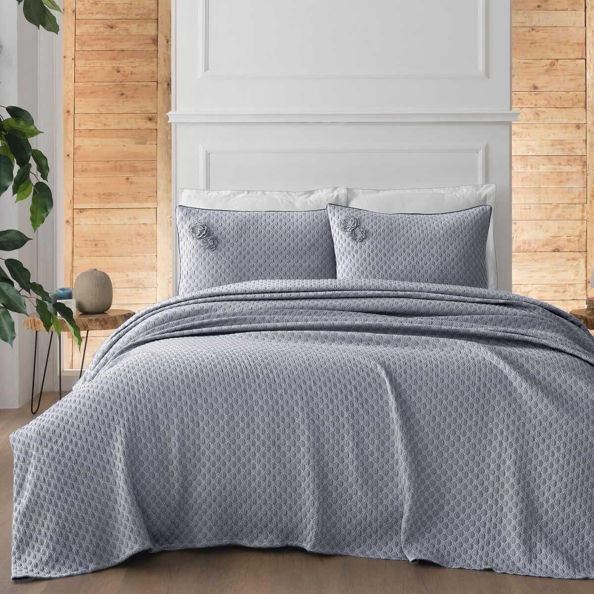 Sarev Belis V4 Mavi Yatak Örtüsü Çift Kişilik