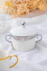 Acar 5205 Safira Porselen Kapaklı Kase Gümüş