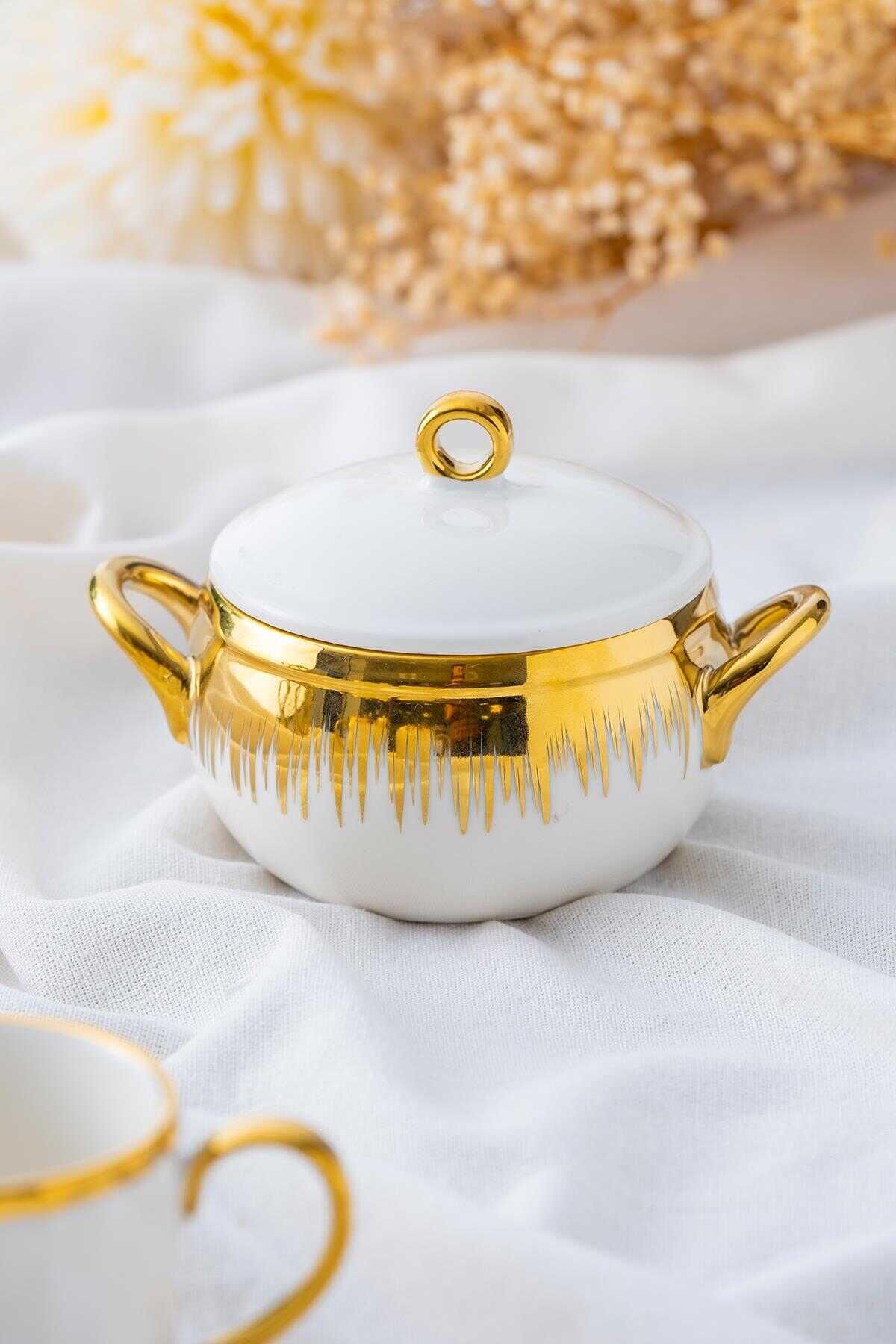 Acar 5206 Safira Porselen Kapaklı Kase Gold