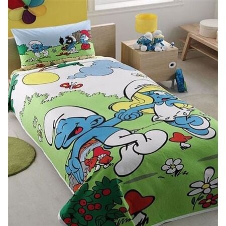 Taç Şirinler Pike Takımı Tek Kişilik