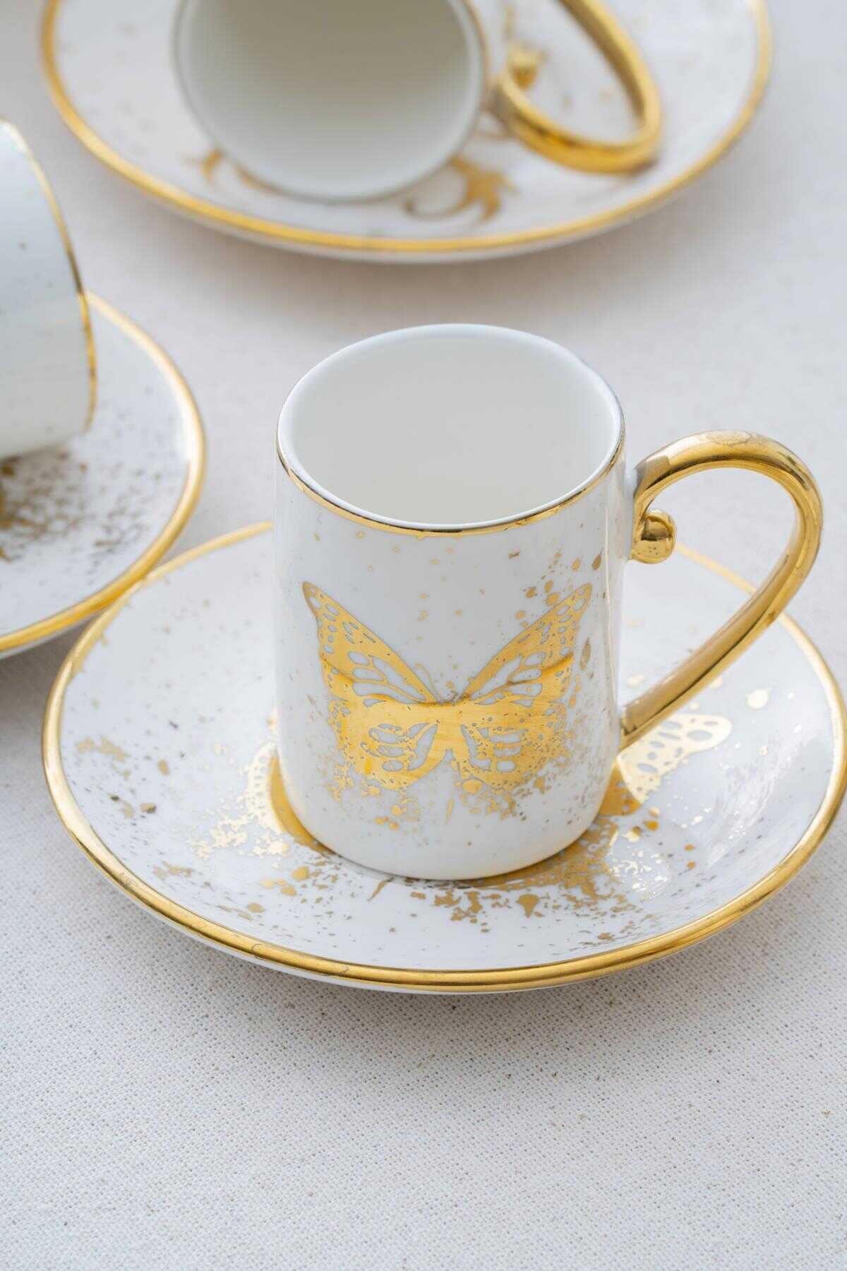 Acar 5121 Alora 6 Lı Kahve Fincan Takımı Kelebek