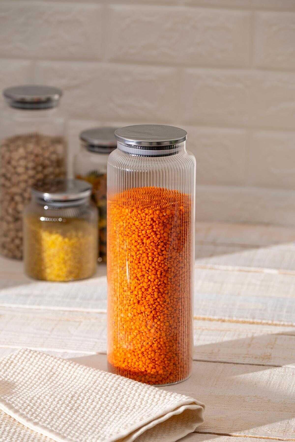 Acar 6082 Lines Borosilikat Cam Kavanoz 1300 ML