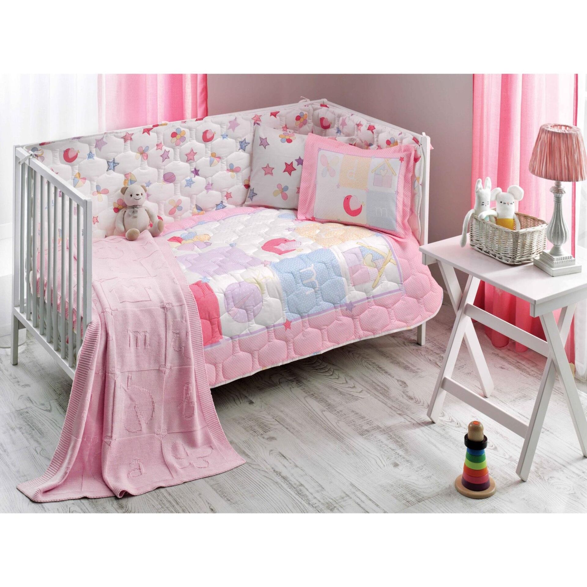 Taç Daisy V1 Battaniyeli Pembe Bebek Uyku Seti