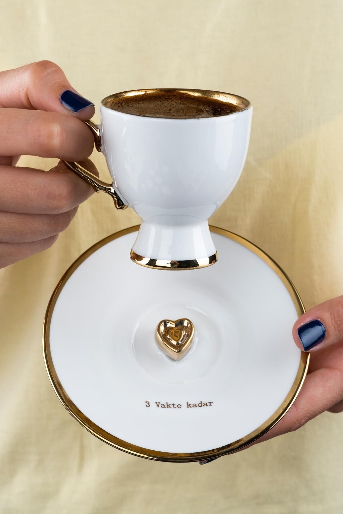 Acar 0097 3 Vakte Kadar 6 Kişilik Porselen Fincan Takımı - Gold