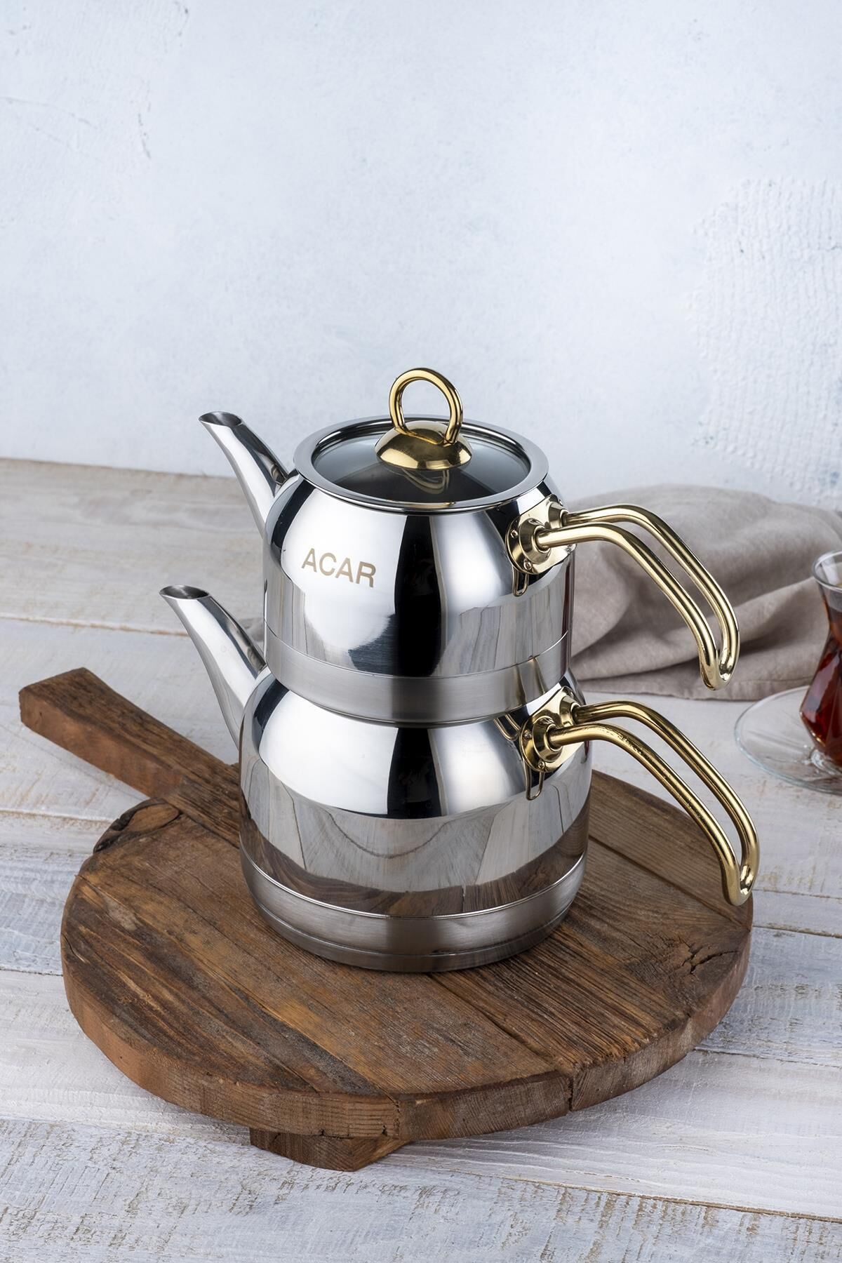 Acar 310 Armin Mini Boy Çelik Çaydanlık Takımı - Gold