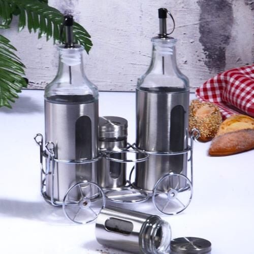 Kosova CAM-423 Metal 4 Lü Yağ & Sirke Seti Araba