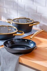 Acar 6767 Ultimate Pro 5 Parça Tencere Seti Siyah Gold