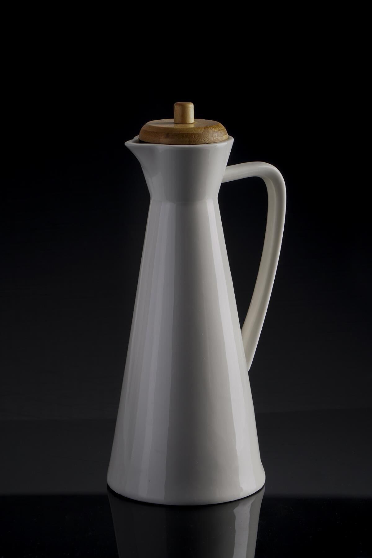 La Pure Bambu Kapaklı Oval Porselen Yağlık - 25.5 Cm