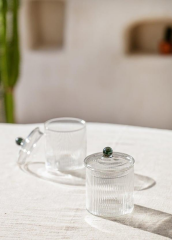 The Mia CAM0435 Striped Borosilikat Cam Şekerlik 9x9x11 Cm