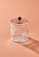 The Mia CAM0435 Striped Borosilikat Cam Şekerlik 9x9x11 Cm